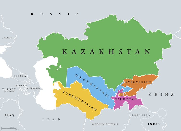 A map of central Asia.