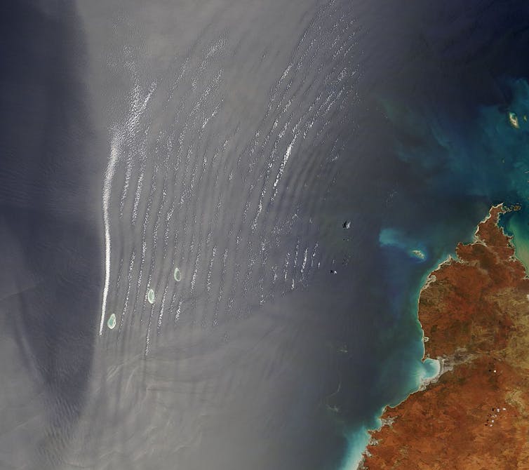 Rippled clouds above the ocean.