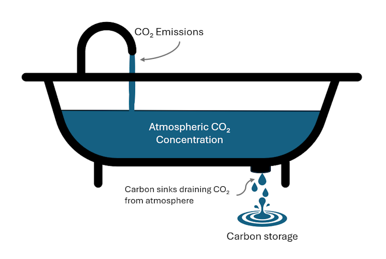 figure showing bathtub analogy for carbon emissions and the atmosphere