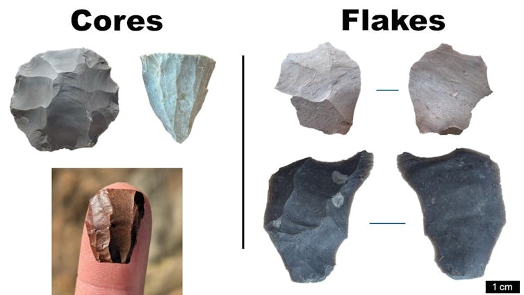 Variety of stones that have had pieces removed by force or that are the removed pieces