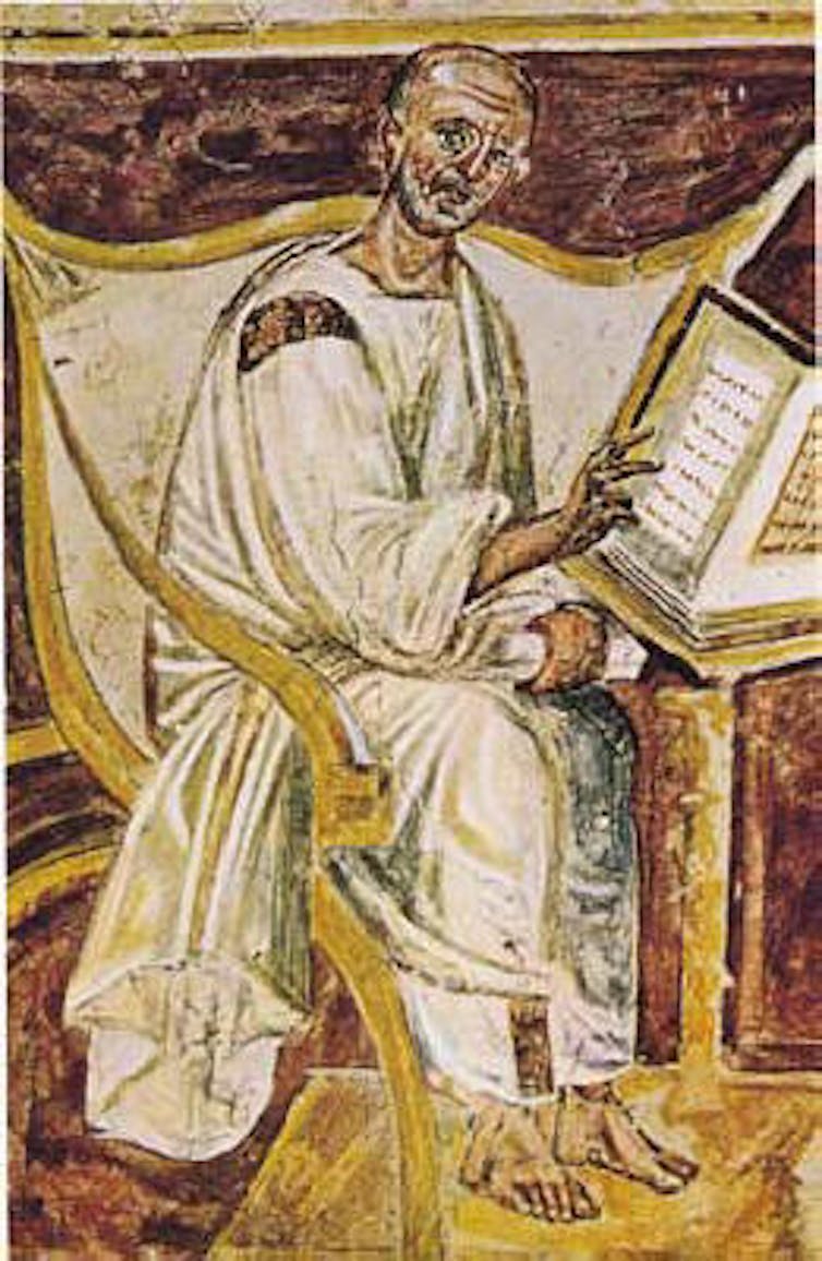 The earliest portrait of Saint Augustine in a 6th century fresco, Lateran, Rome.